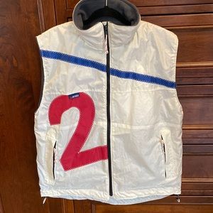 Yachting Vest. Re-Sails. P.ort  O.ut  S.tbd H.ome Mens unique vest. White/grey.